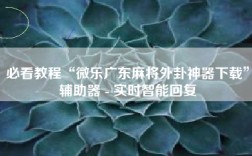 必看教程“微乐广东麻将外卦神器下载”辅助器 - 实时智能回复