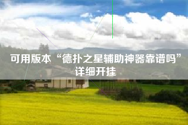 可用版本“德扑之星辅助神器靠谱吗”详细开挂