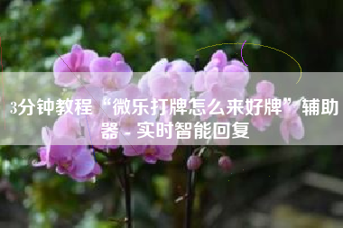 3分钟教程“微乐打牌怎么来好牌”辅助器 - 实时智能回复