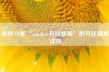 教程分享“wepoker开挂教程	”附开挂脚本详细