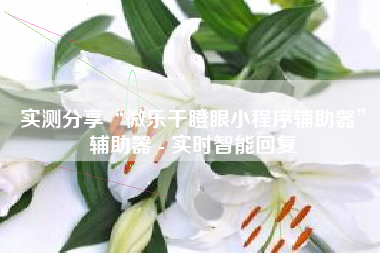 实测分享“微乐干瞪眼小程序辅助器	”辅助器 - 实时智能回复