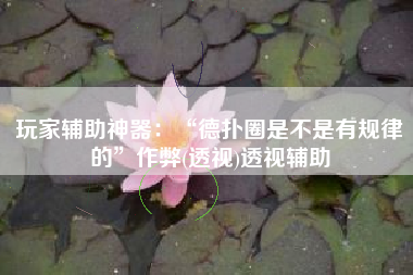 玩家辅助神器：“德扑圈是不是有规律的”作弊(透视)透视辅助